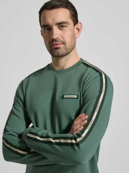 Bluza z detale z logo i okrągły dekolt Ea7 Emporio Armani zielona