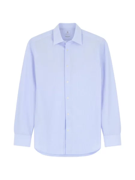Tricou polo Boggi Milano cu dungi din jerseu albastru