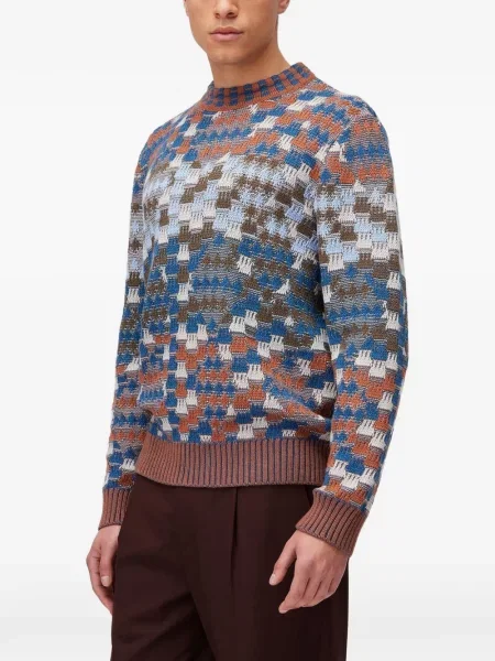 Pulover Retori de lână cu model argyle albastru