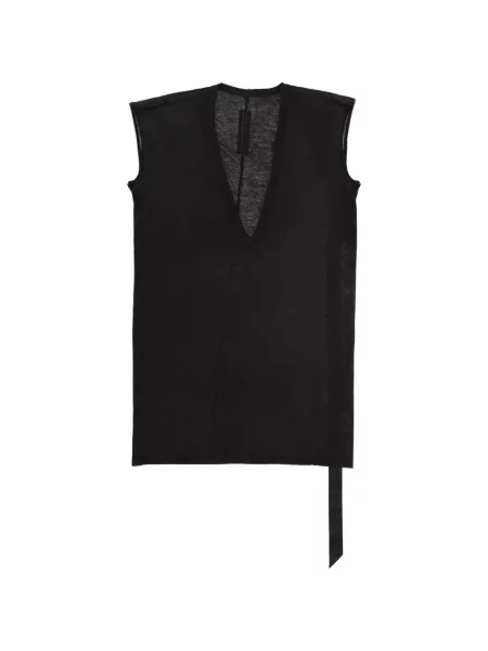 Tricou Rick Owens Drkshdw fără mâneci cu decolteu în V negru
