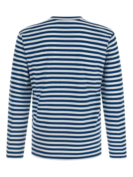 Tricou Comme Des Garcons Play cu dungi cu autograf albastru