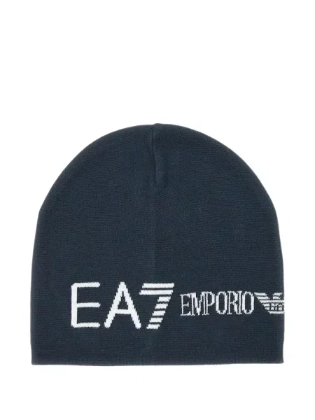 Căciulă Ea7 Emporio Armani din jacard cu autograf albastru
