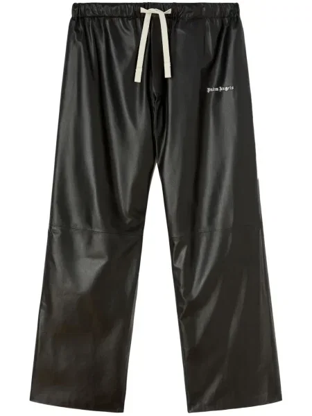 Pantaloni Palm Angels din piele cu imagine negru