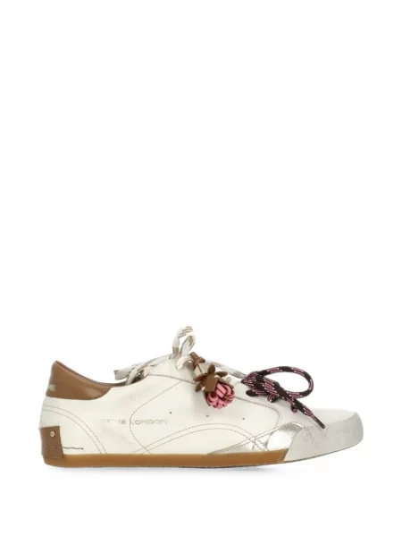 Sneakerși Crime London din piele zdrențuiți alb