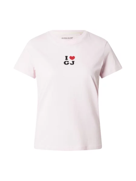 GUESS JEANS Tricou I LOVE GJ mov pastel / roșu cireș negru
