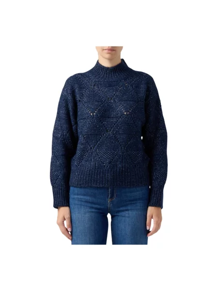 Sweter z golfem Ermanno Scervino z nadrukiem niebieski