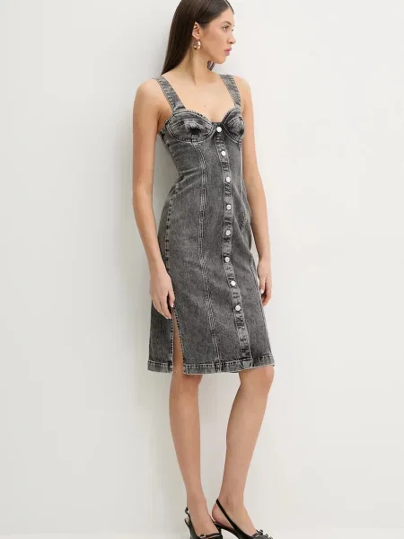 Moschino Jeans sukienka jeansowa mini dopasowana szary