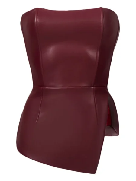 Bluzka Lika sznurowana asymetryczna koronkowa czerwona