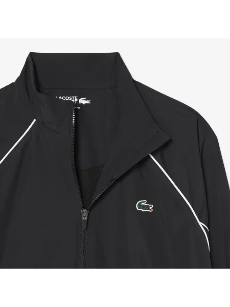 Lacoste Sportowa Kurtka Dresowa Odporna Na Wodę Z Kontrastowymi Lamówkami czarna