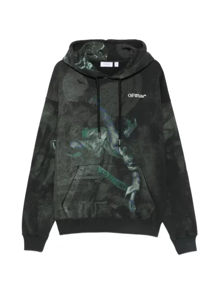 Lung hanorac cu glugă Off-white alb