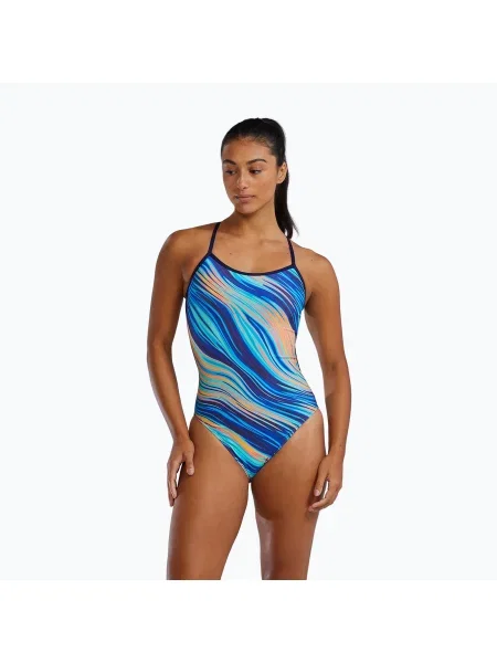 Costum de baie pentru femei dintr-o piesă TYR Durafast Elite Riptidal Trinityfit teal/orange portocaliu