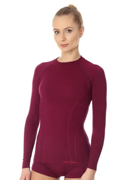 Koszulka wełniana z długim rękawem Brubeck ACTIVE WOOL fioletowa