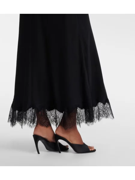 Rochie midi Self-portrait din satin negru