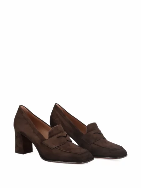 Pantofi cu toc Santoni din piele de căprioară maro