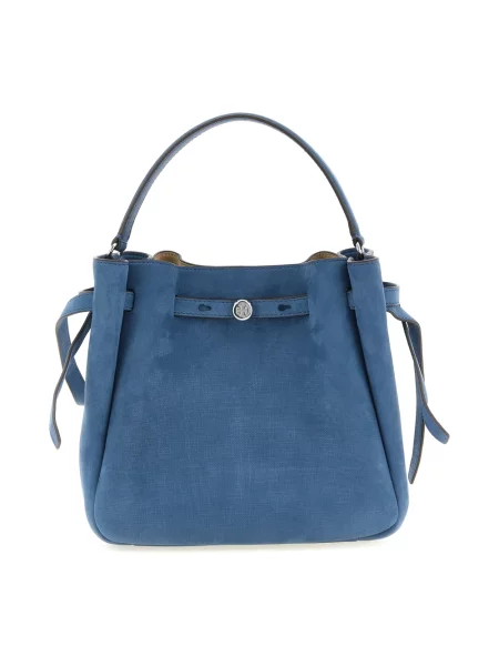 Torebka Tory Burch skórzana z nitami niebieska