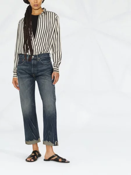 Zkrácené straight fit džíny Ralph Lauren Rrl modré
