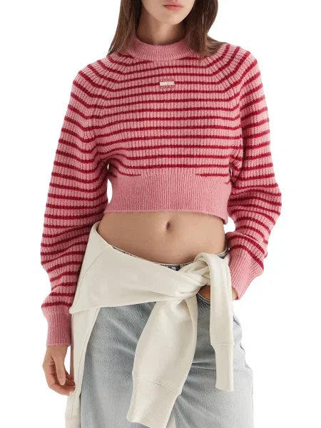 Pulover Tommy Hilfiger Jeans s črtami s kratkimi rokavi bež