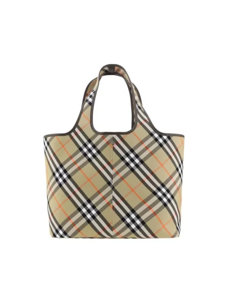 Wielobarwność shopperka Burberry płócienna w kratkę beżowa