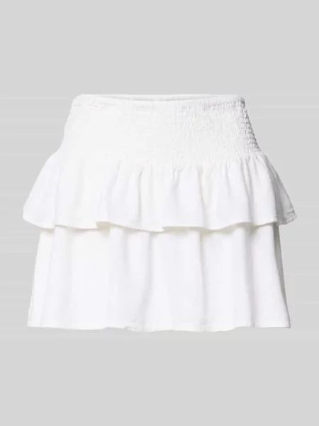 Rozkloszowana mini-spódnica z mieszanki i lnu model GOA' Only biała