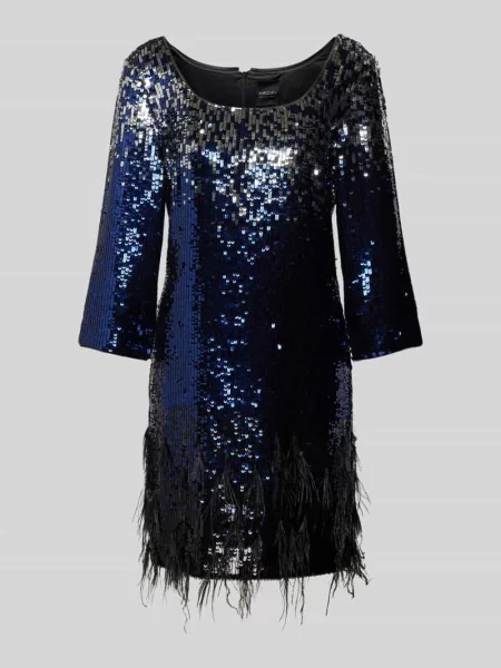 Sukienka midi z cekinowym obszyciem Marc Cain niebieska