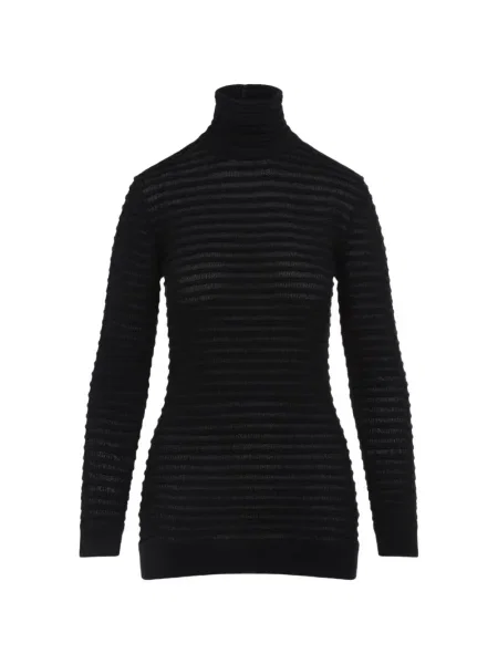 Pulover cu guler înalt heláncă Valentino Garavani cu nervuri negru