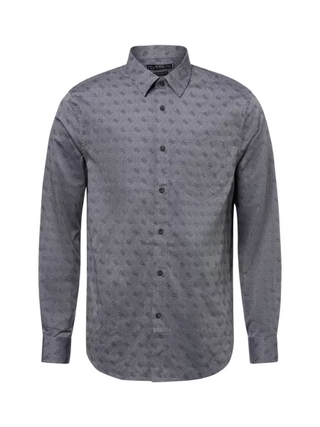 GUESS koszula biznesowa Mężczyźni Regular Fit szary wzorzysty M biała