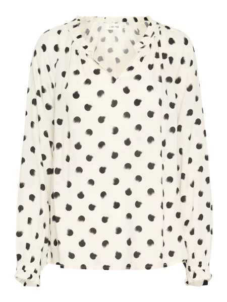 Cream Bluză Tiah negru / lână alb