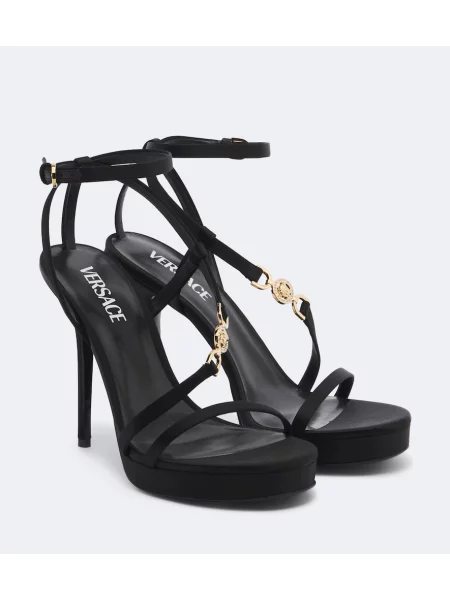 Sandale Versace din satin negru