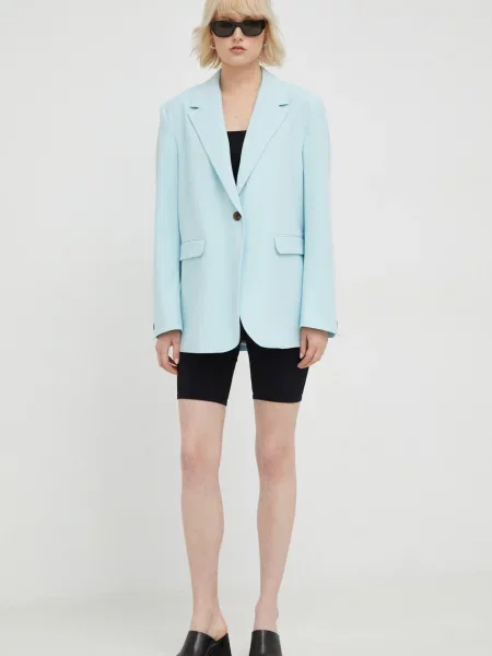Піджак Samsoe Samsoe однобортний однотонний бірюзовий
