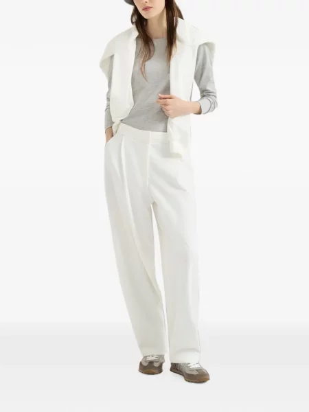 Pantaloni Brunello Cucinelli alergare din material terry alb