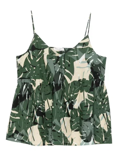 Bluzka Marc O'polo z nadrukiem z dekoltem w serek zielona