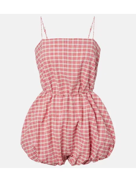 Salopetă scurtă Faithfull în carouri roșu