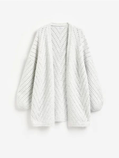 Reserved Cardigan ajurat deschis gri