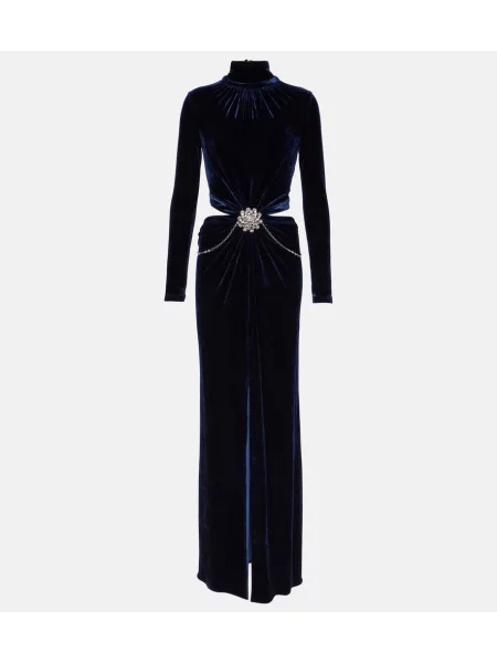 Rochie maxi Rabanne de catifea de cristal de costum albastru