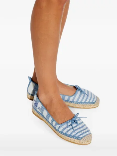 Espadrile Chloé cu funde cu dungi albastru