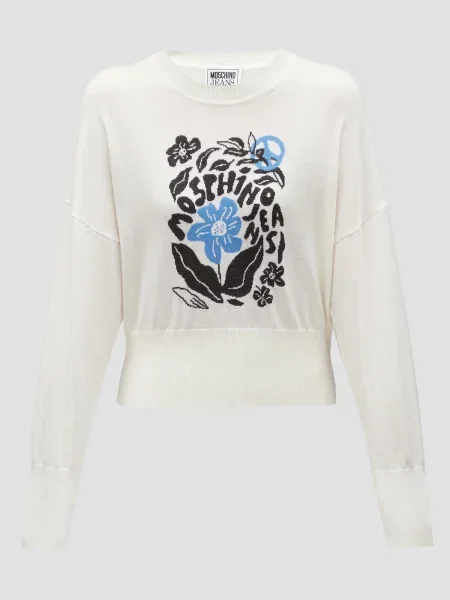 Шерстяной свитер Moschino белый
