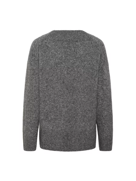 Sweter Soaked In Luxury z dekoltem w serek szary