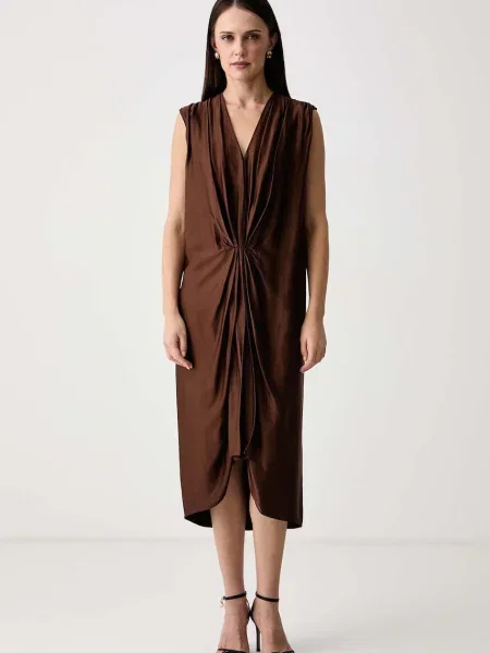 Pedro del Hierro rochie de vară cu vâscoză maro