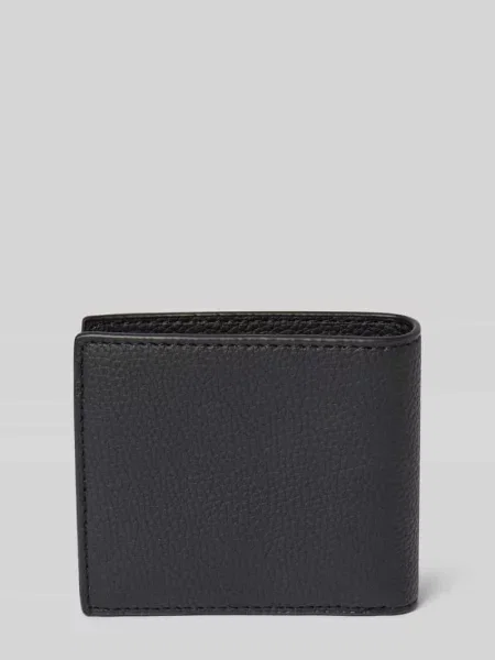 Portfel z naturalnej skóry bydlęcej model BILLFOLD' Lacoste czarny