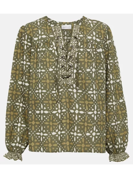 Top Velvet de catifea cu imagine verde