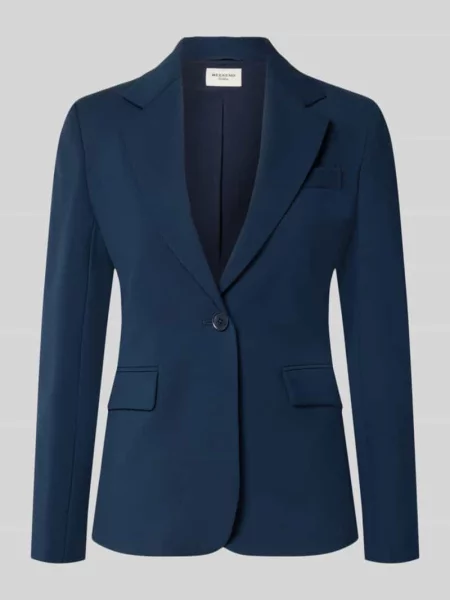 Długi blezer o kroju regular fit z czystej żywej wełny model WKDLAMINE' Weekend Max Mara granatowa