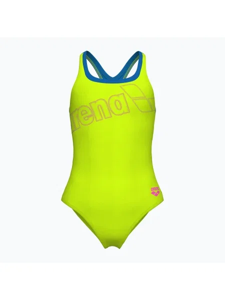 Дамски цял бански костюм Logo Swim Pro artic lime/blue china синьо