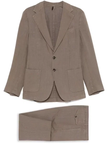 Oblekový jednořadý oblek Dell'oglio hnědý