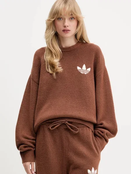 Sweter Adidas Originals wełniany brązowy