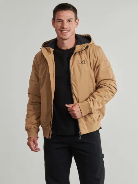 Sako Emporio Armani Ea7 s kapucňou béžová
