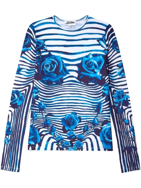 Tricou Jean Paul Gaultier cu model floral cu imagine albastru