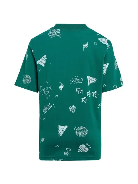 Koszulka dla dzieci adidas Brand Love Allover Print zielona