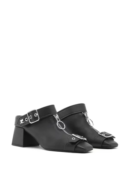Papuci tip mules Courreges din piele negru