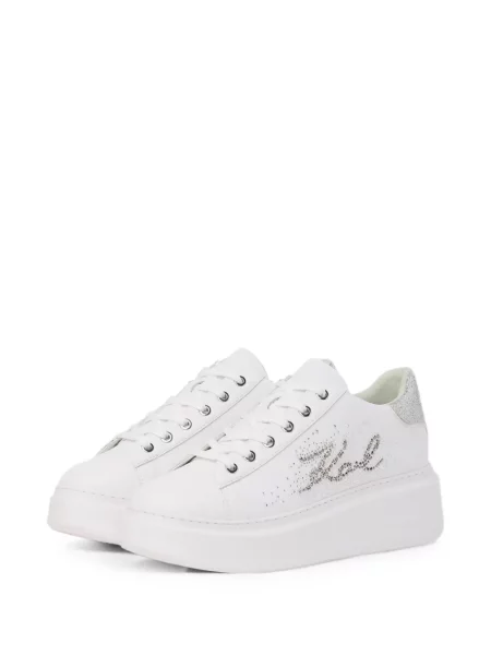 Stras sneakerși Karl Lagerfeld alb
