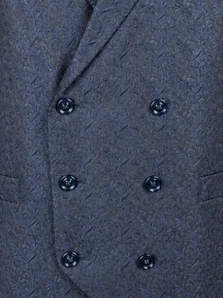 Paisley mintás jacquard dupla soros mellény Luigi Bianchi Mantova kék